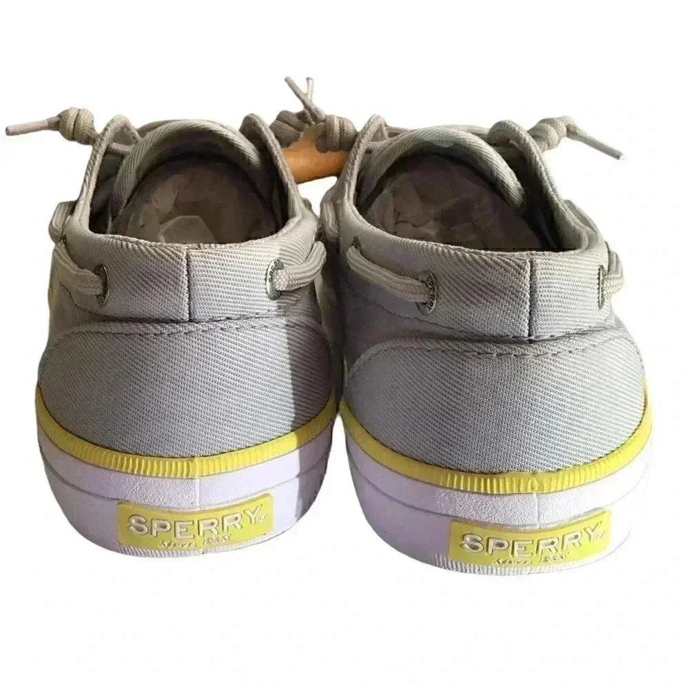 Sperry Crest Boat Women 9.5 Lace-Up Boat Shoes Gray Canvas Fabric Barrel Tie NEW - Picture 5 of 7